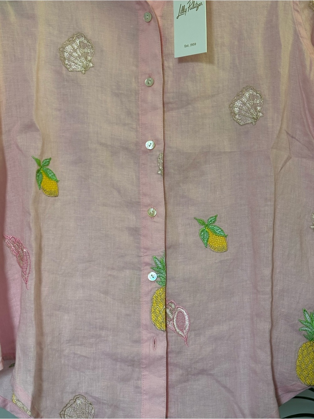 Lilly Pulitzer Pink Seacoast Linen with Happy Hour Embroidery🍸🌴 - Picture 8 of 16